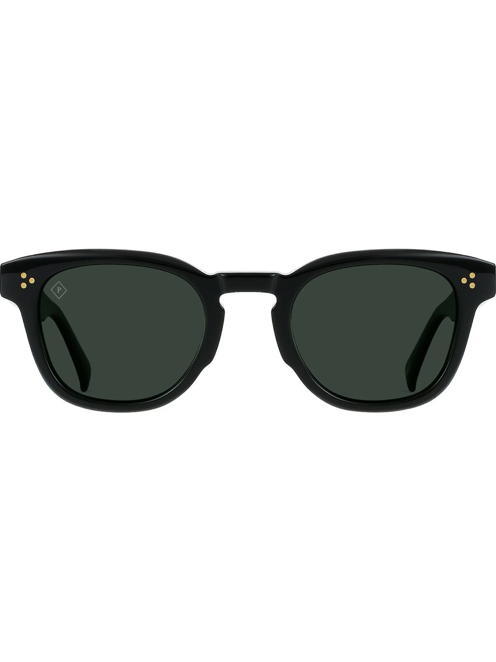 RAEN Black Polarized Squire Frame Sunglasses with Dark Green Lenses